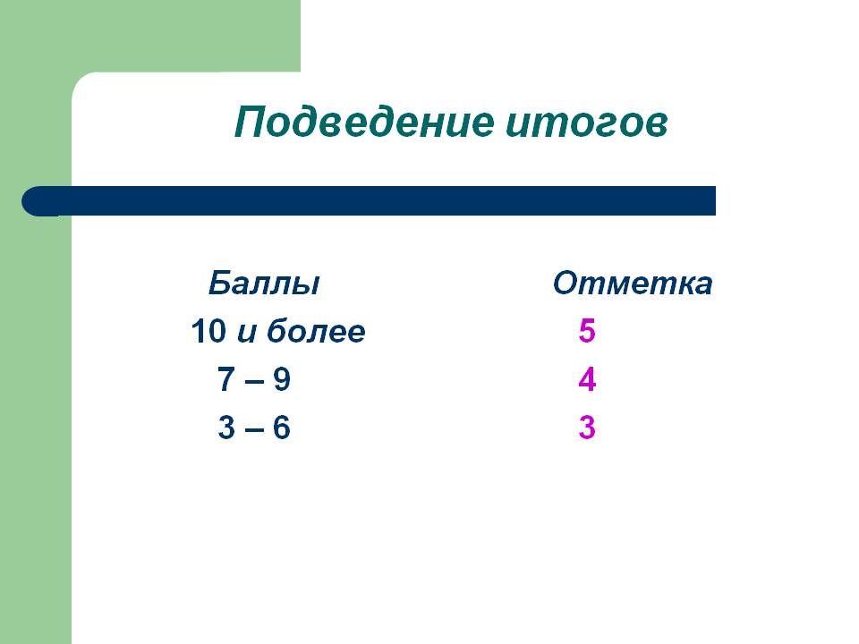 Подведение итогов