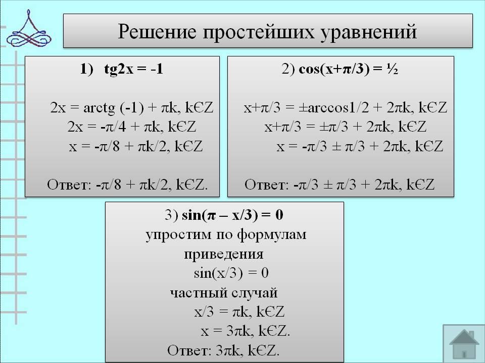 Решение простейших уравнений