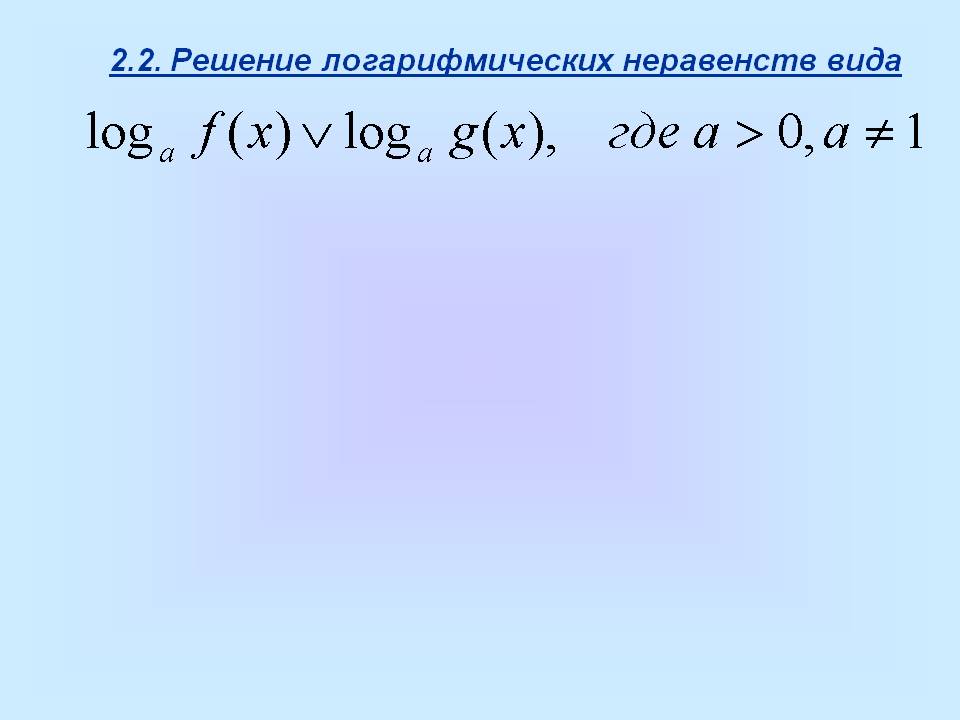 2.2. Решение логарифмических неравенств вида