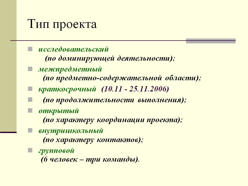 Тип проекта