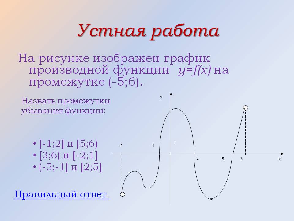 Назвать промежутки убывания функции