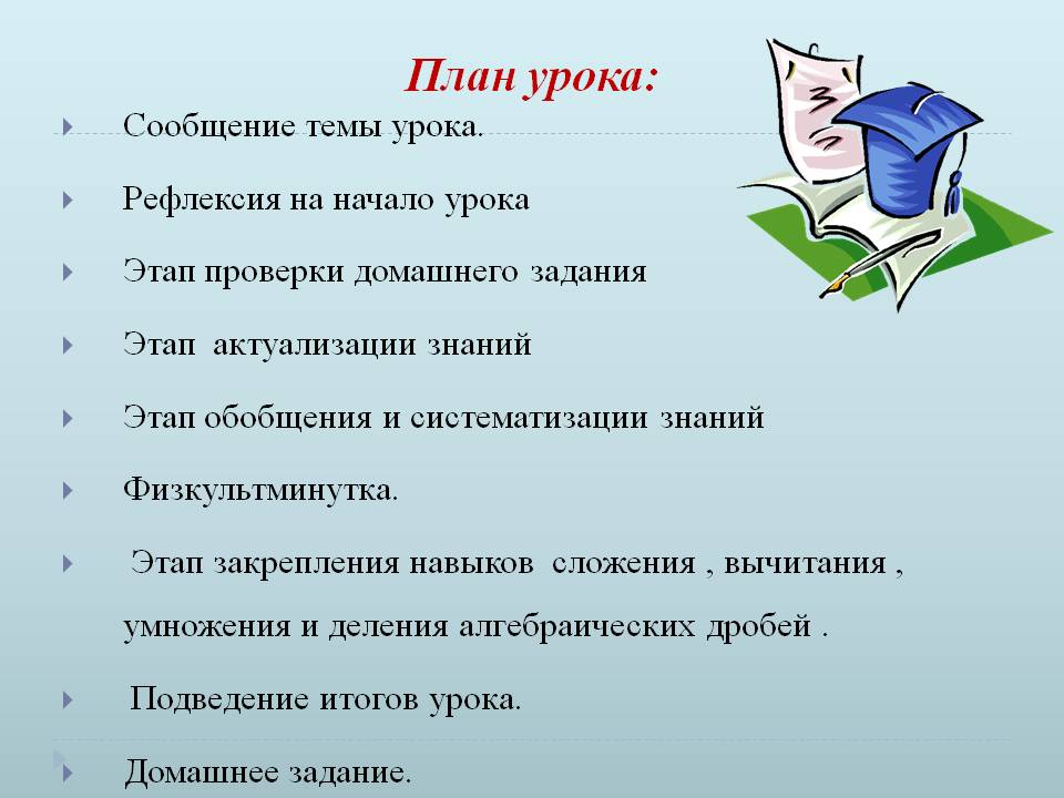 План урока