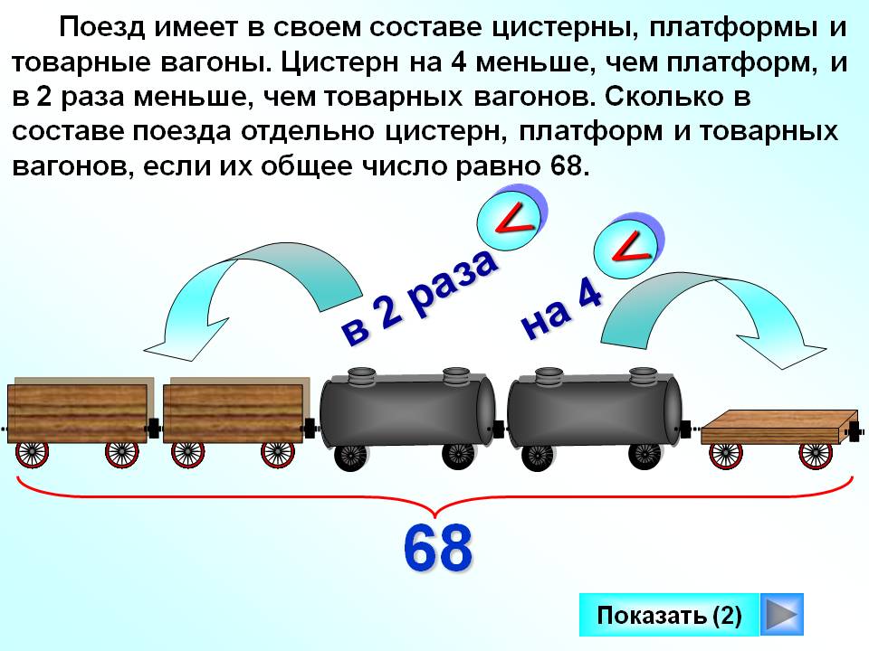 Поезд имеет в своем составе цистерны, платформы и товарные вагоны