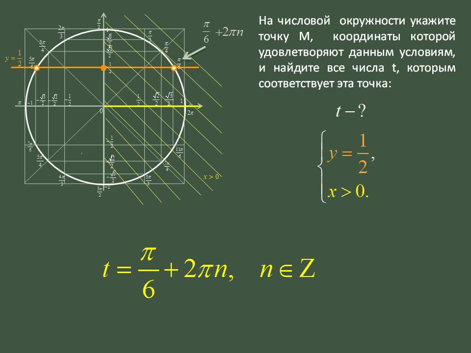 На числовой окружности укажите точку