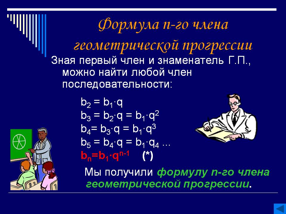 Формула n-го члена геометрической прогрессии