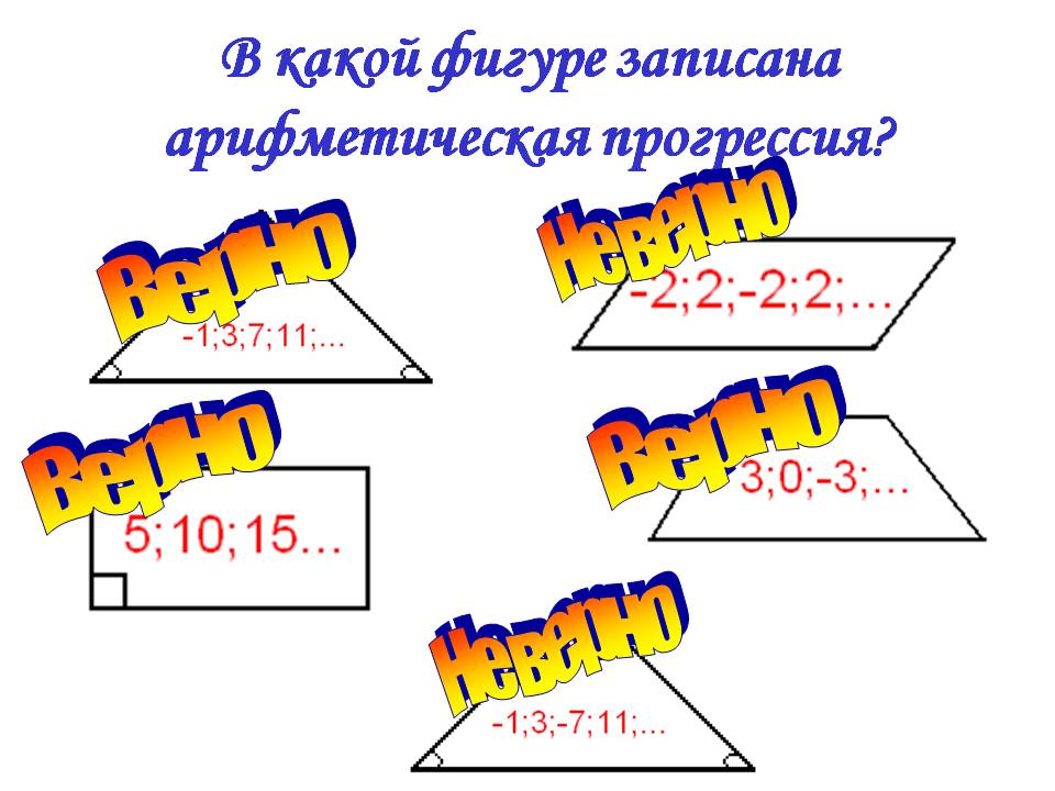 В какой фигуре записана арифметическая прогрессия