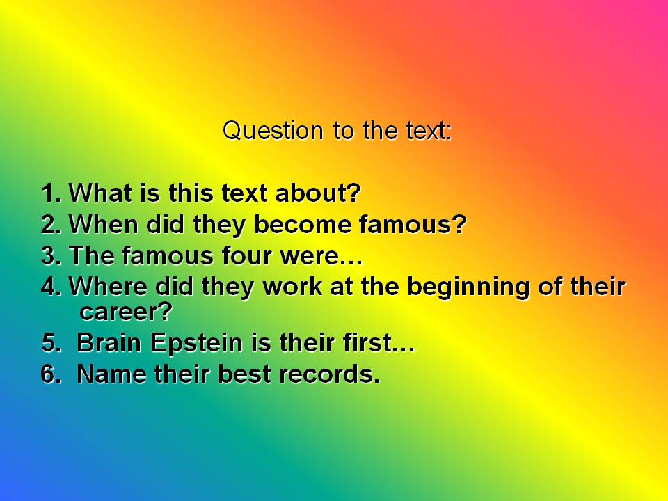 Question to the text