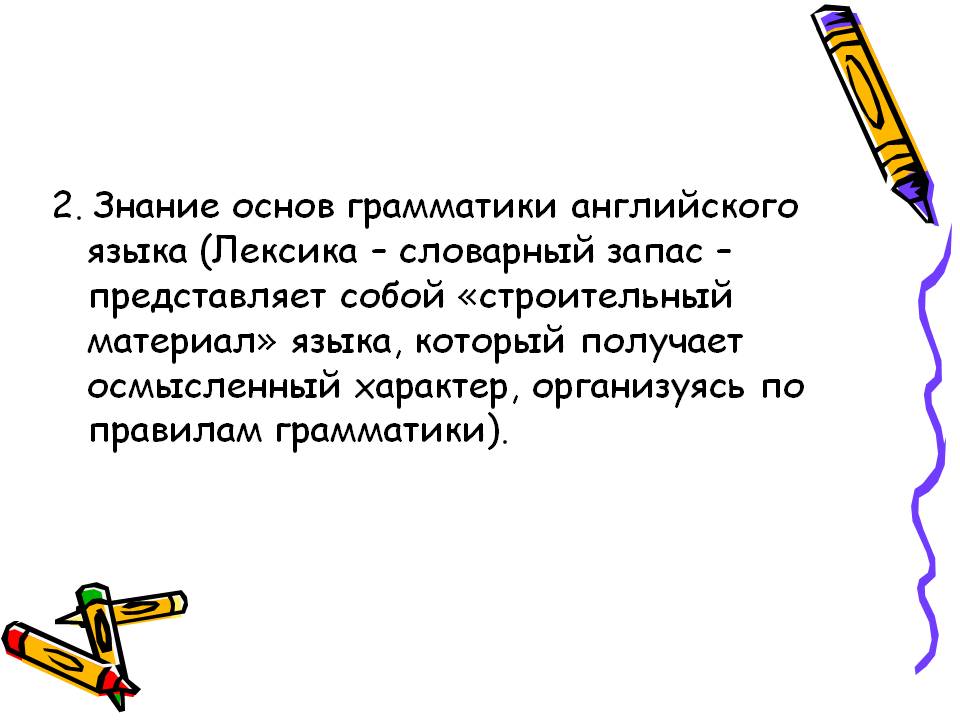 Знание основ грамматики английского языка