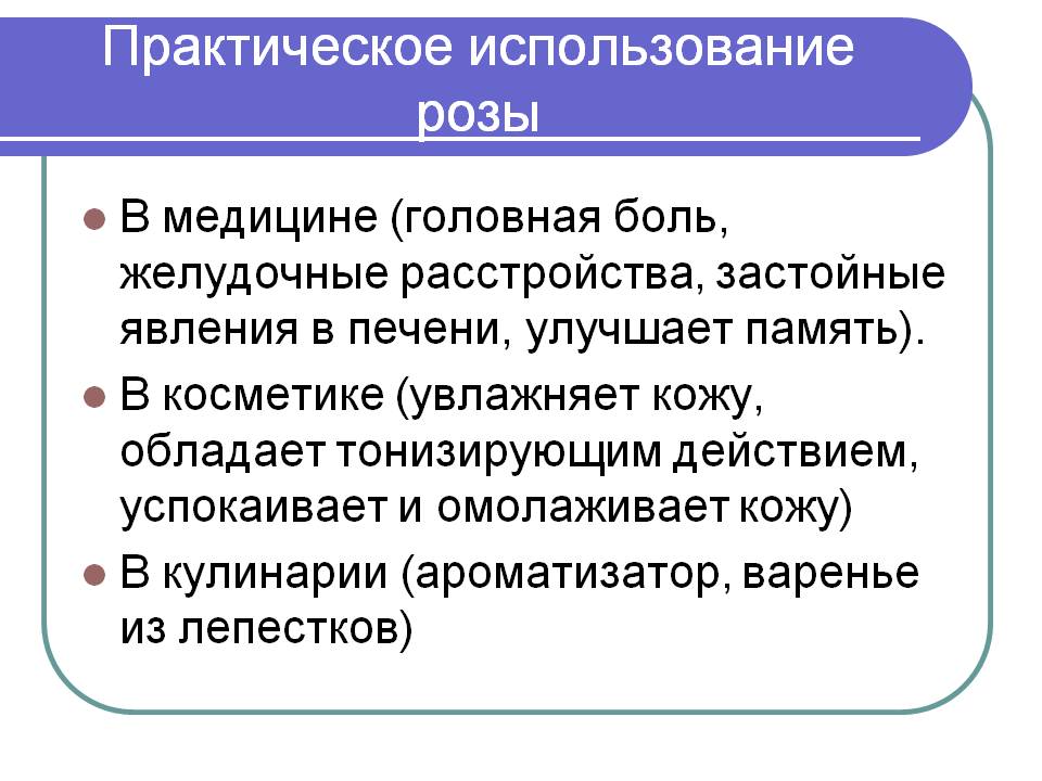 Практическое использование розы