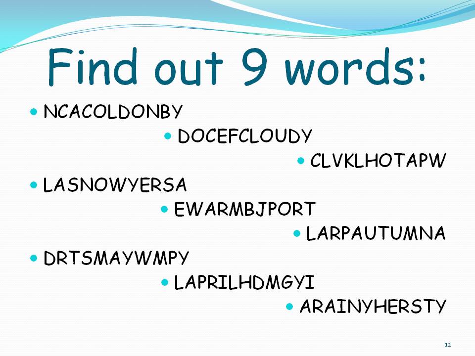 Find out 9 words: