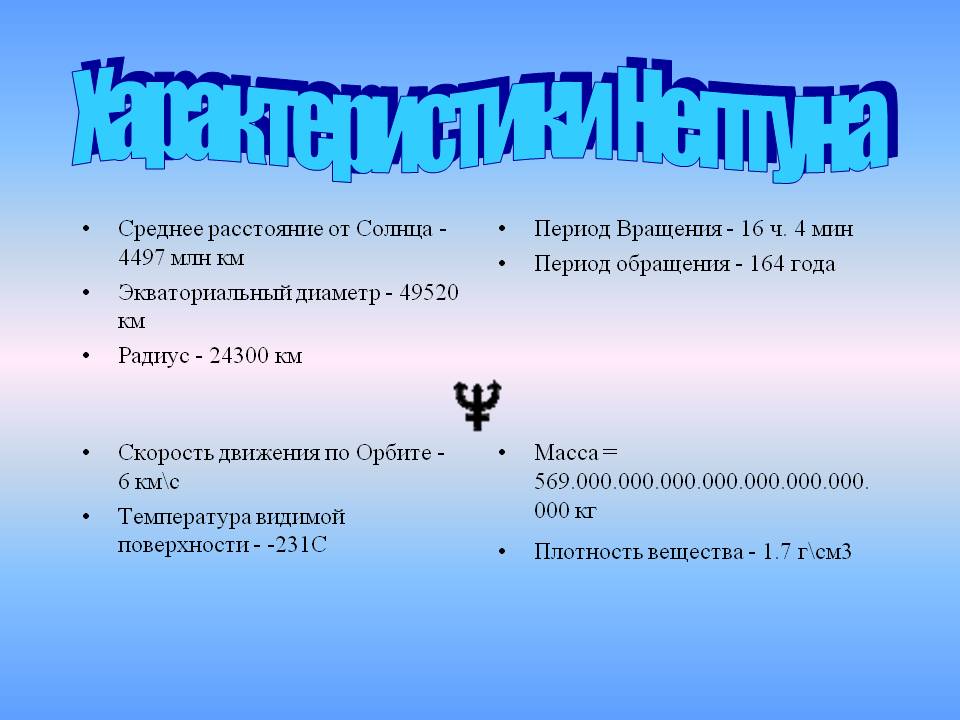 Характеристики Нептуна