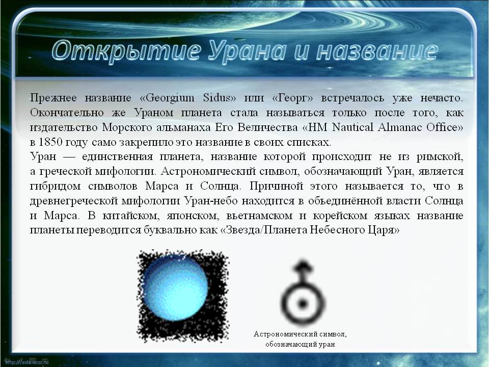 Прежнее название «Georgium Sidus»