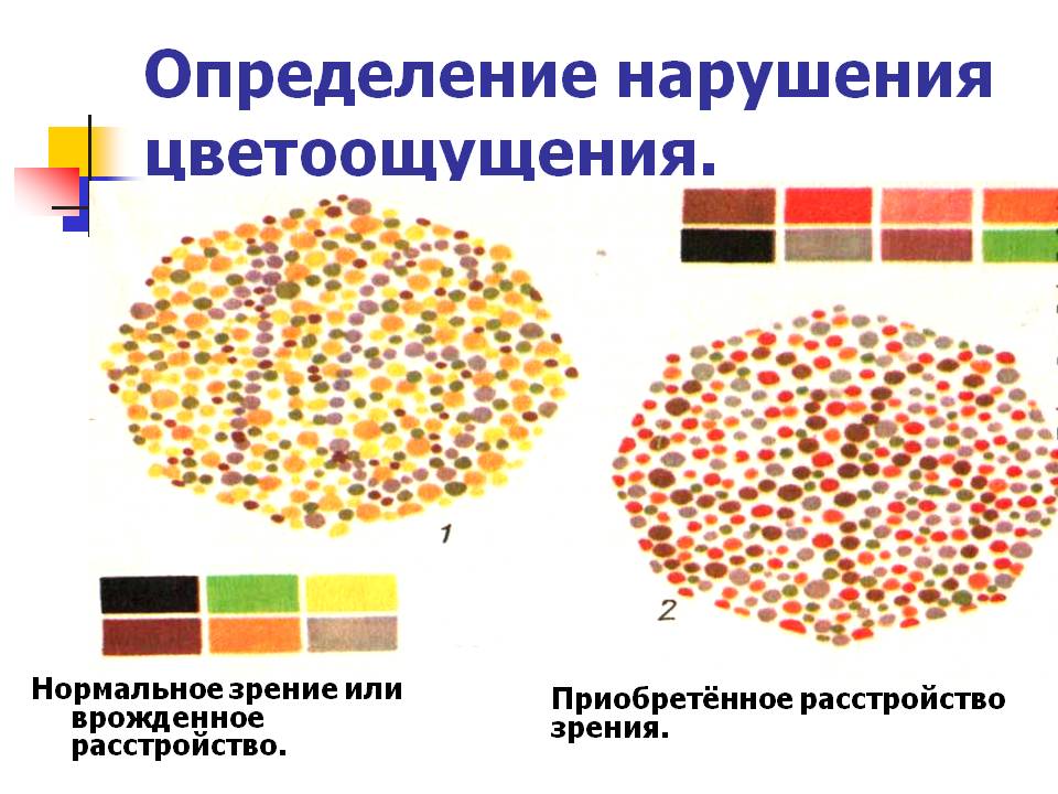 Определение нарушения цветоощущения
