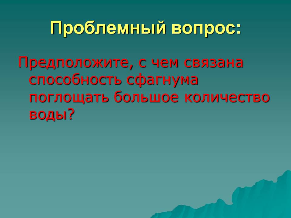 Способность сфагнума поглощать большое количество воды