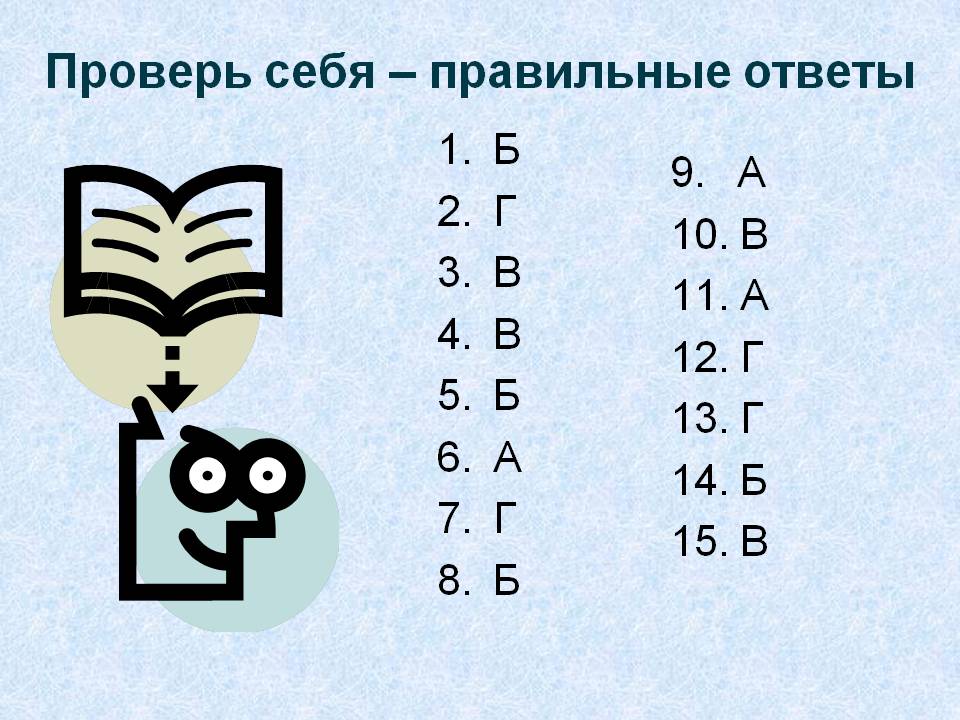 Проверь себя – правильные ответы