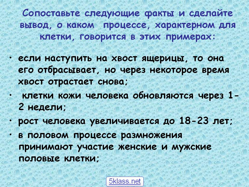 Сопоставьте следующие факты и сделайте вывод, о каком процессе,