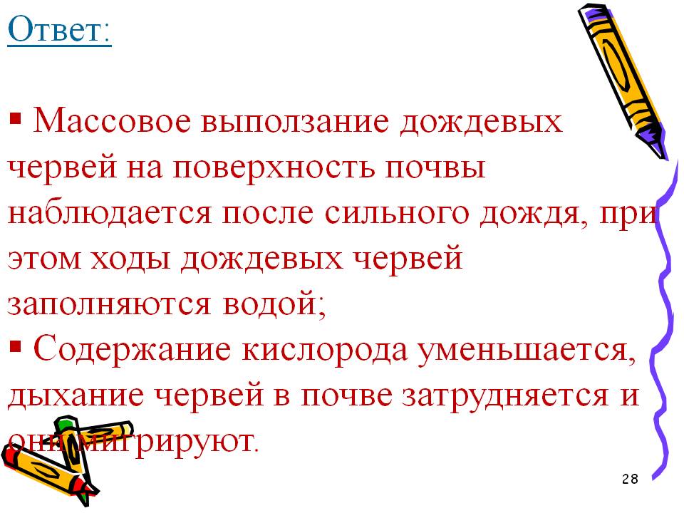 Массовое выползание дождевых червей на поверхность почвы