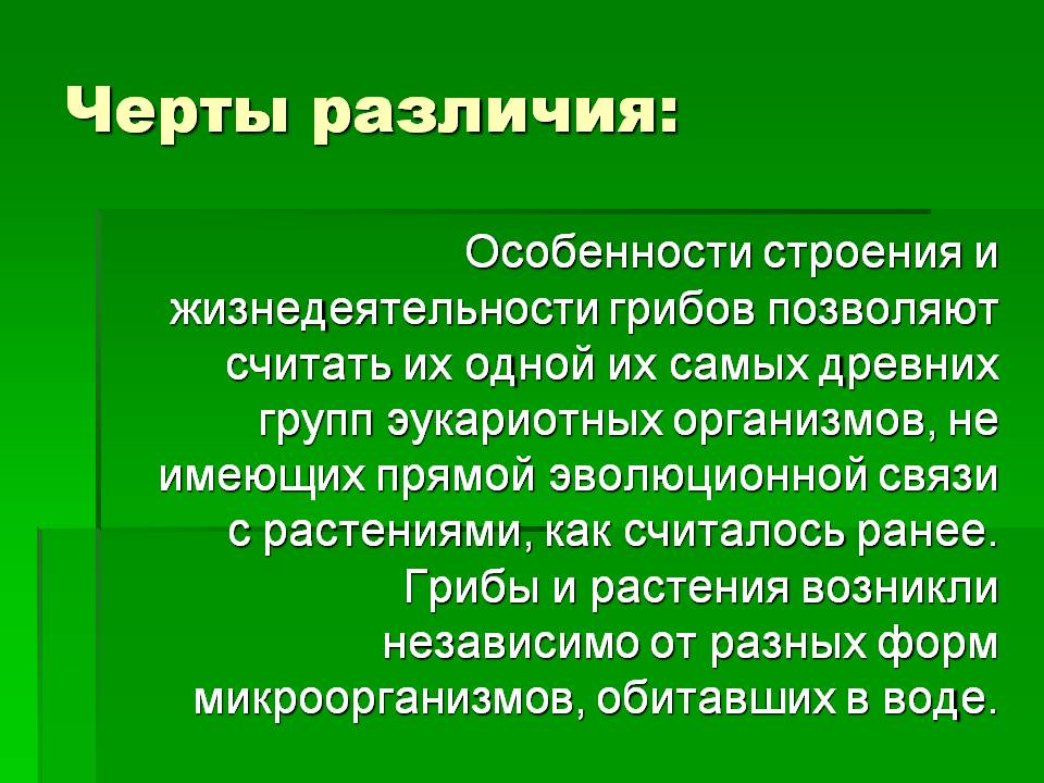 Черты различия: