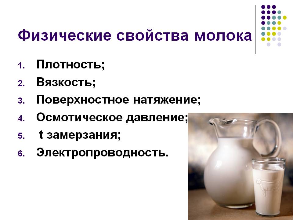 Физические свойства молока