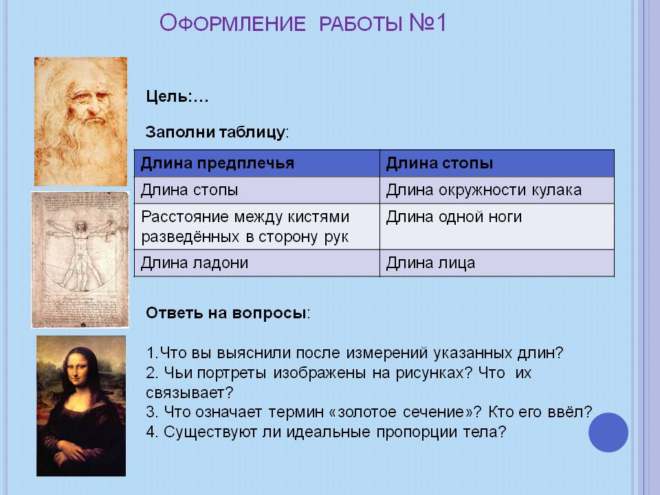 Оформление работы