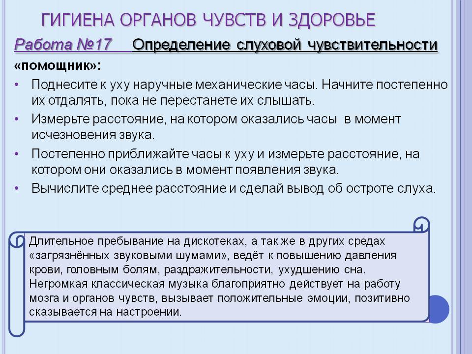 Гигиена органов чувств и здоровье