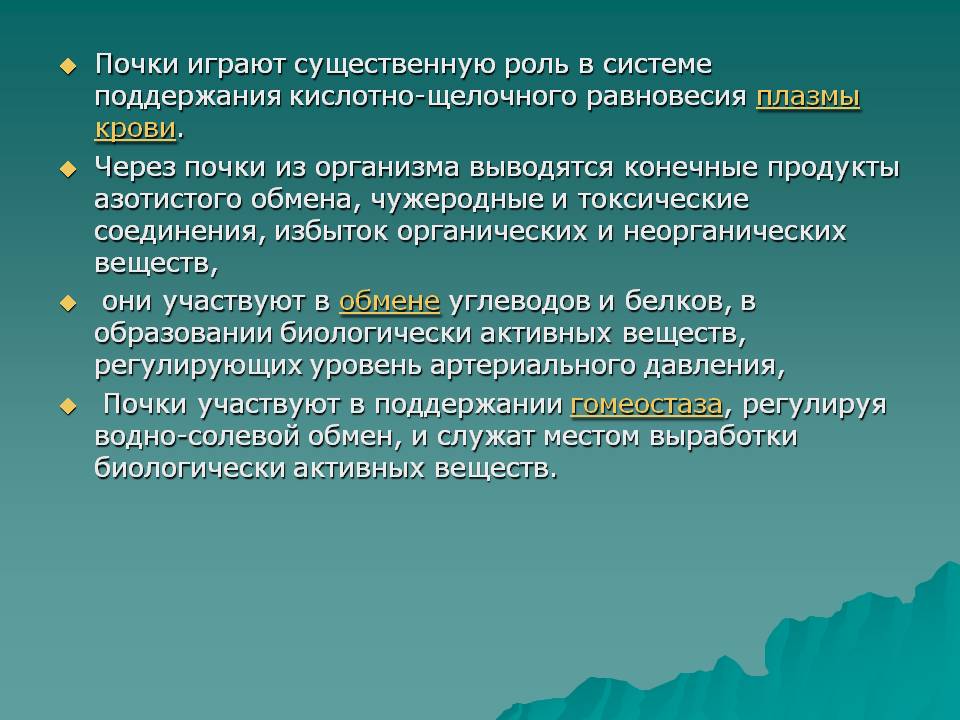 Почки играют существенную роль в системе поддержания