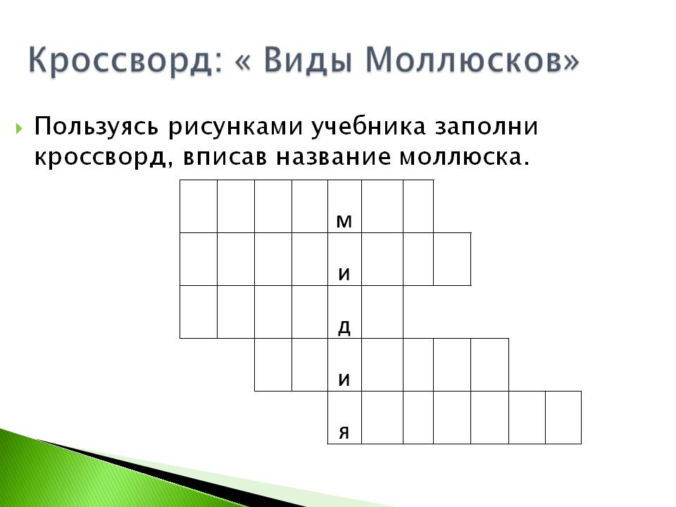 Пользуясь рисунками учебника заполни кроссворд, вписав название
