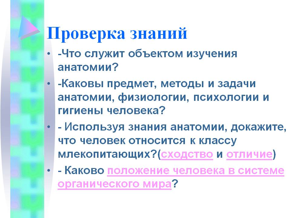 Проверка знаний
