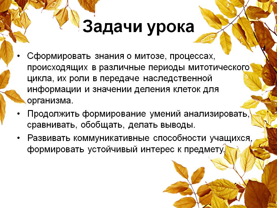 Задачи урока