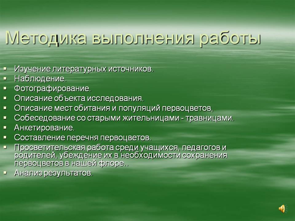 Методика выполнения работы