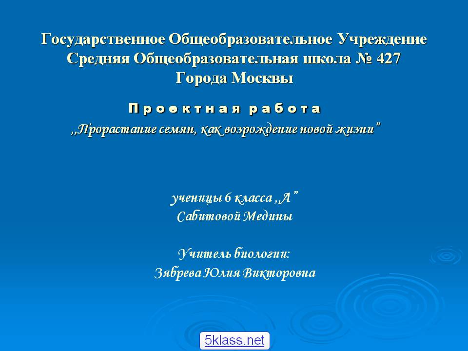 Государственное Общеобразовательное Учреждение Средняя