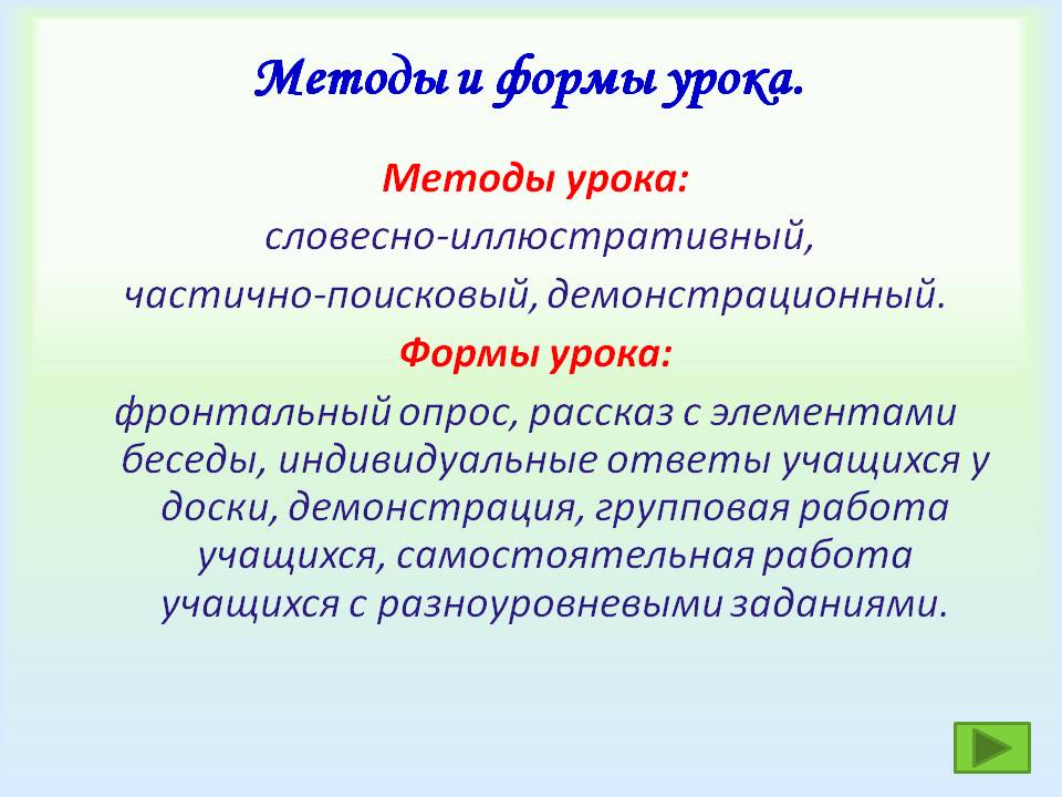 Методы и формы урока