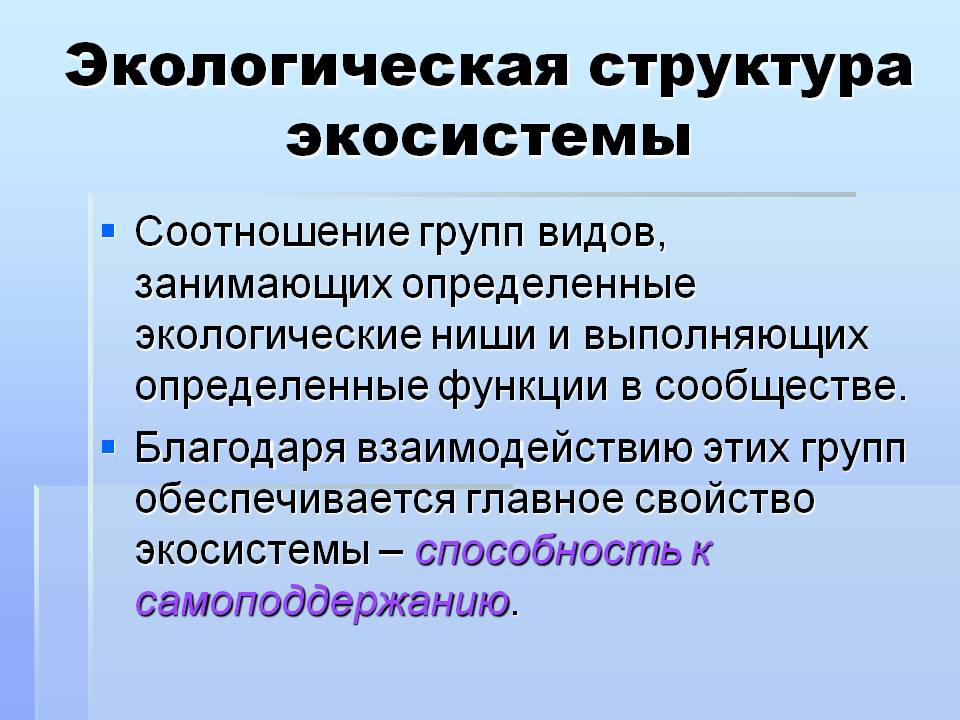Экологическая структура экосистемы