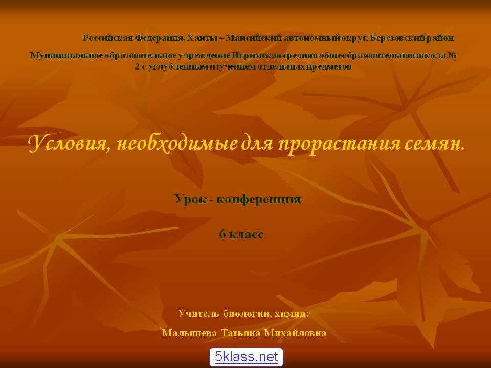 Условия, необходимые для прорастания семян