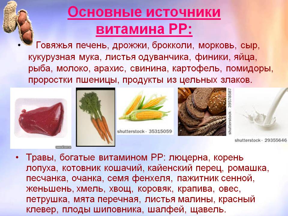 Основные источники витамина PP