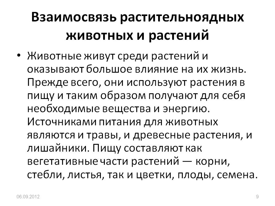 Взаимосвязь растительноядных животных и растений