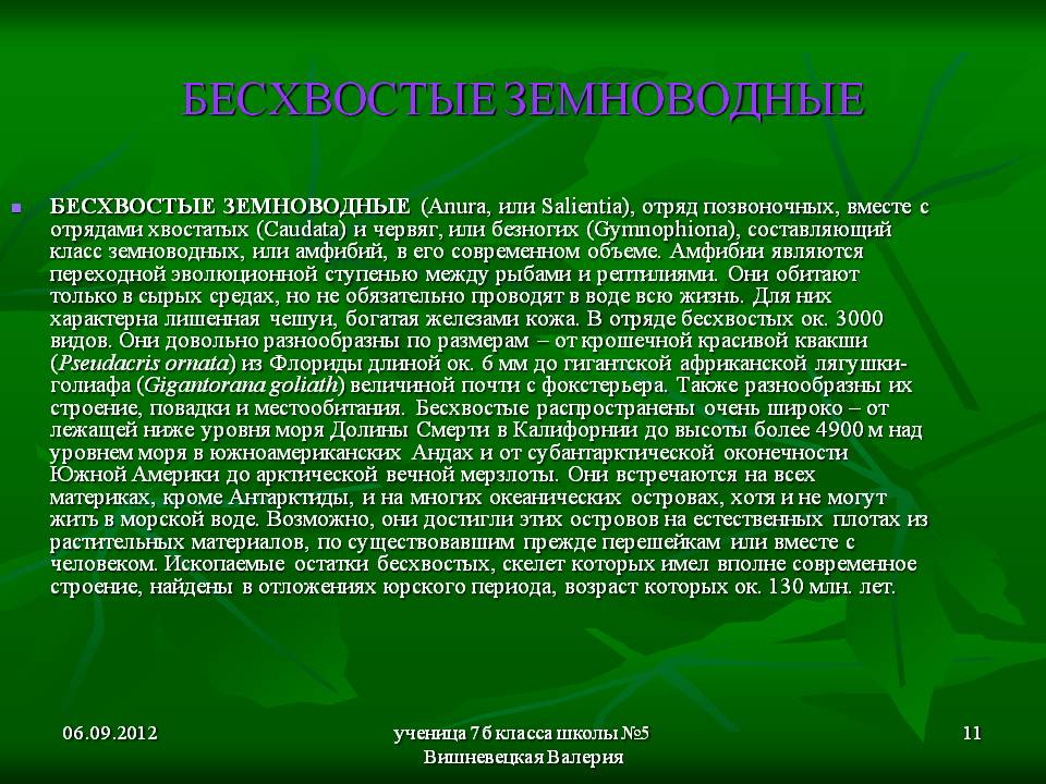 Бесхвостые земноводные