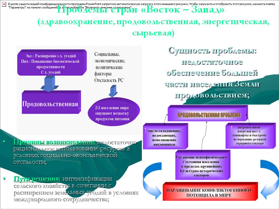 Проблемы стран «Восток – Запад» (здравоохранение, продовольственная,