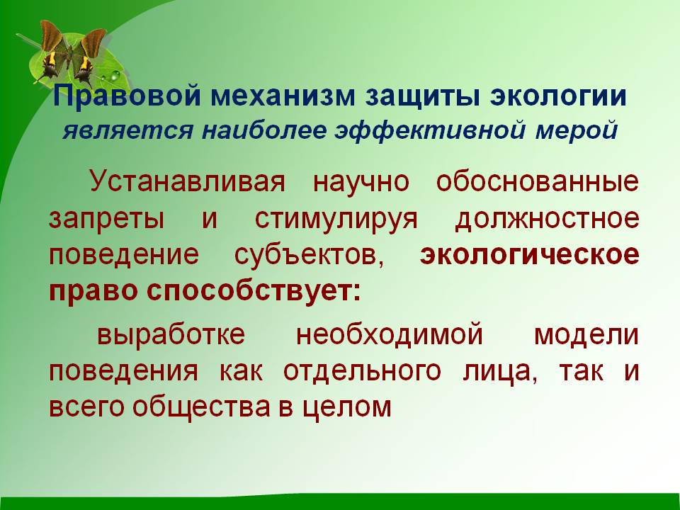 Правовой механизм защиты экологии