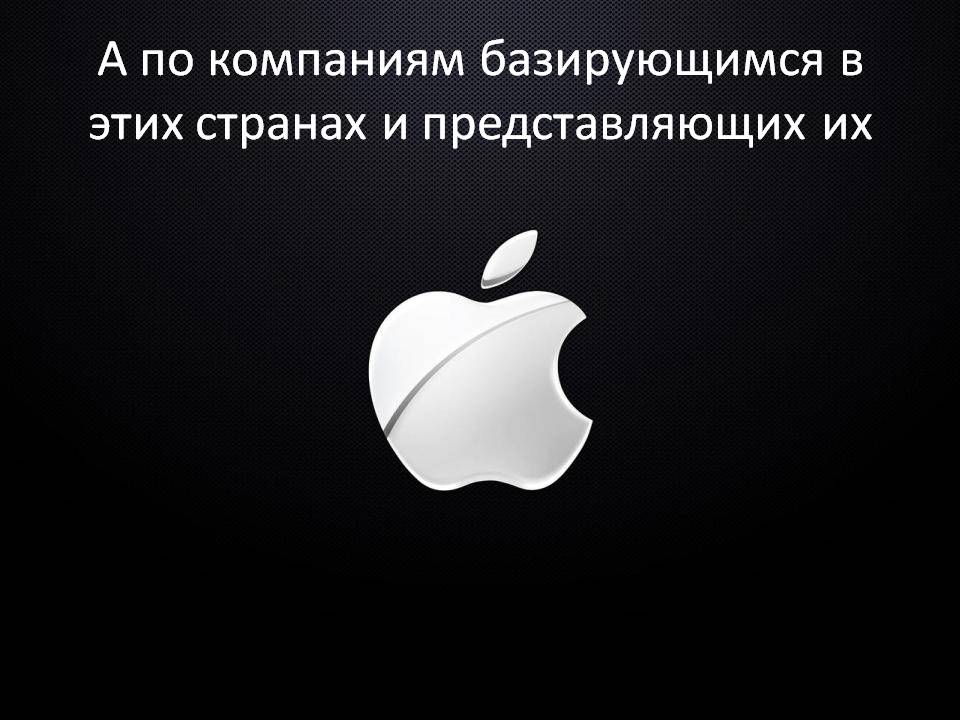 А по компаниям базирующимся в этих странах и представляющих их