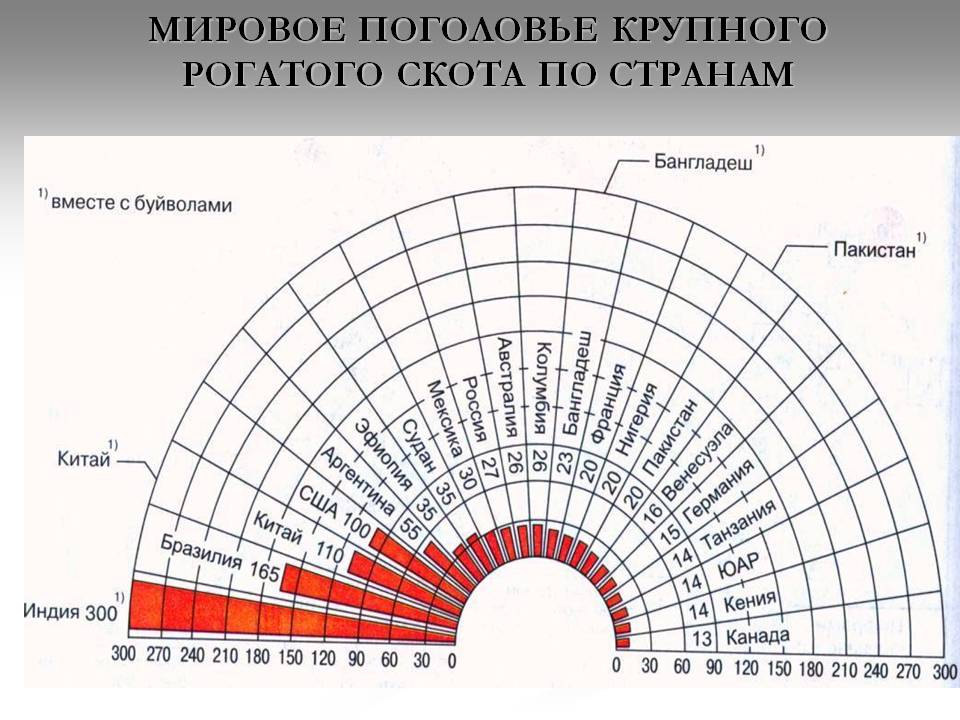 Мировое поголовье крупного рогатого скота по странам