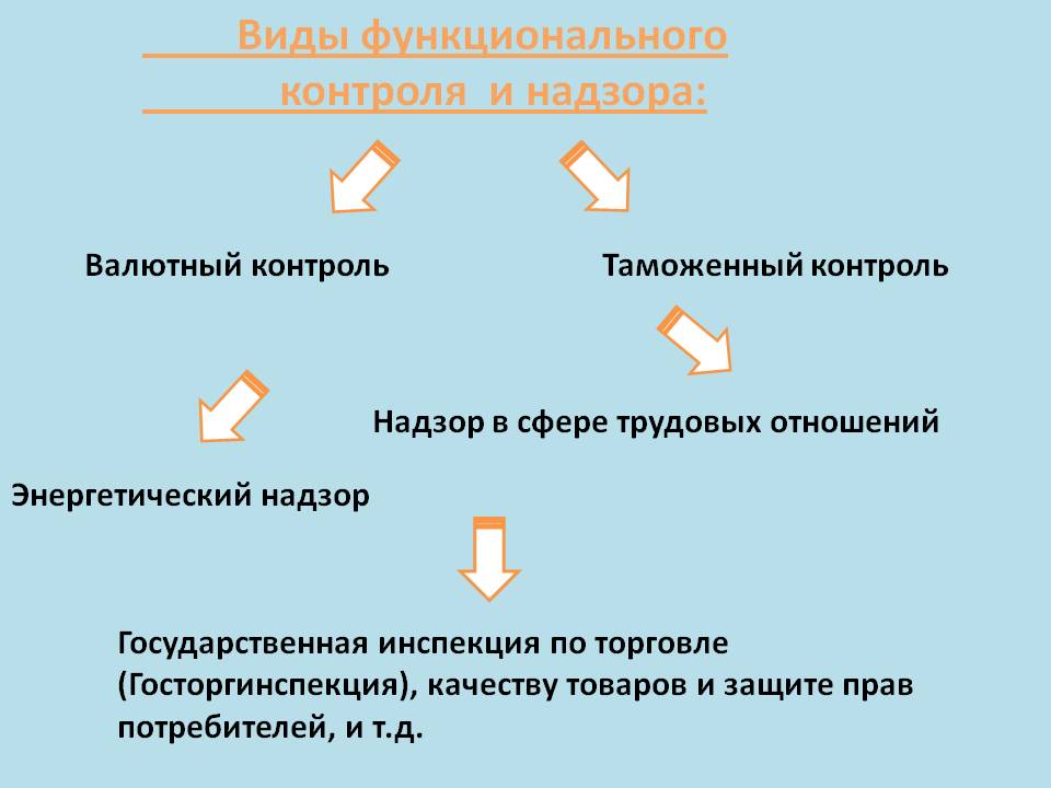 Виды функционального контроля и надзора: