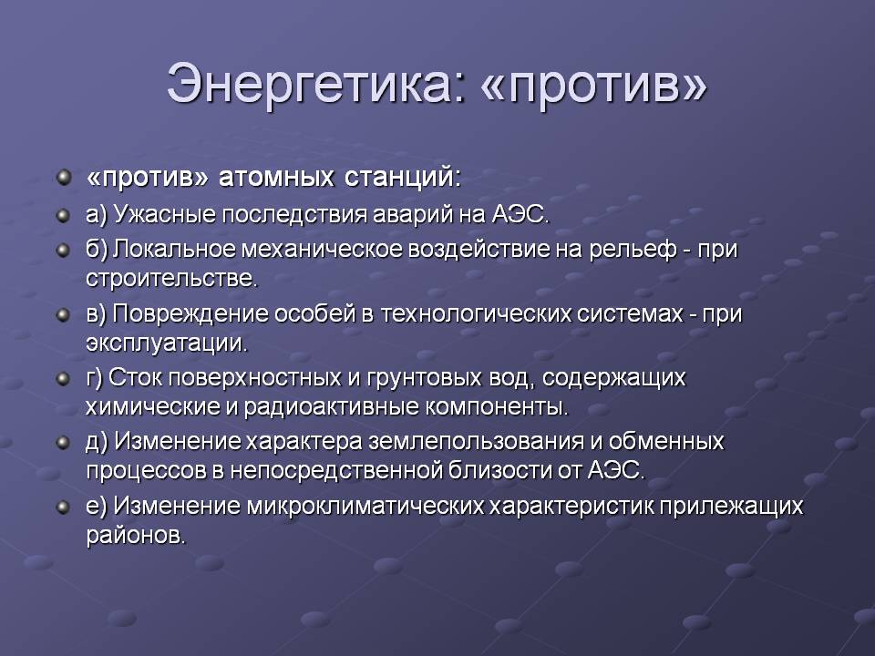 Энергетика: «против»