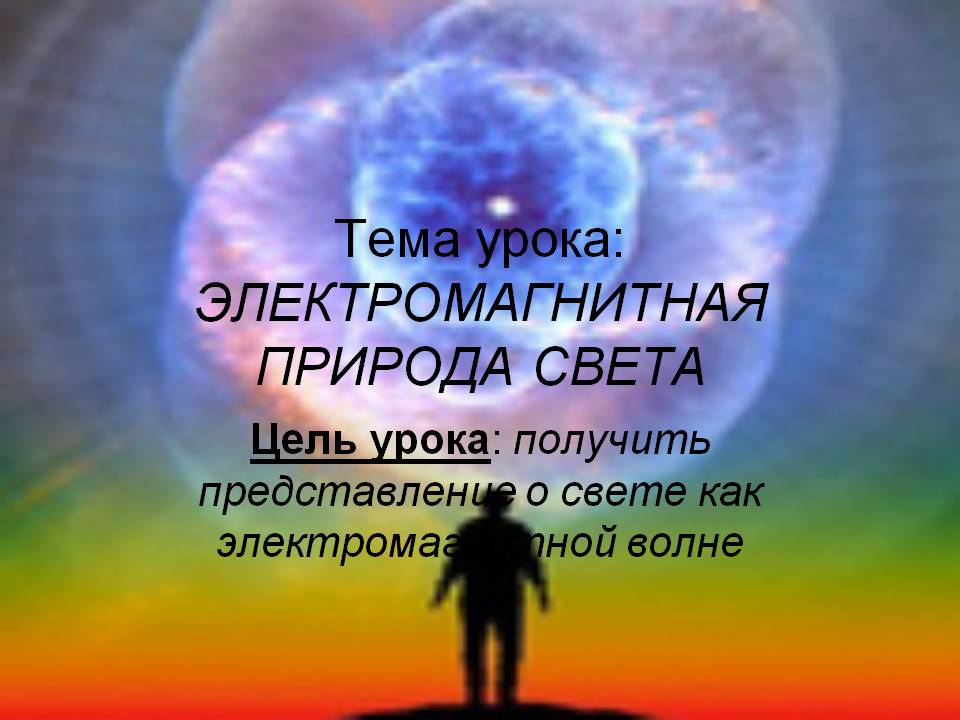 Тема урока: ЭЛЕКТРОМАГНИТНАЯ ПРИРОДА СВЕТА