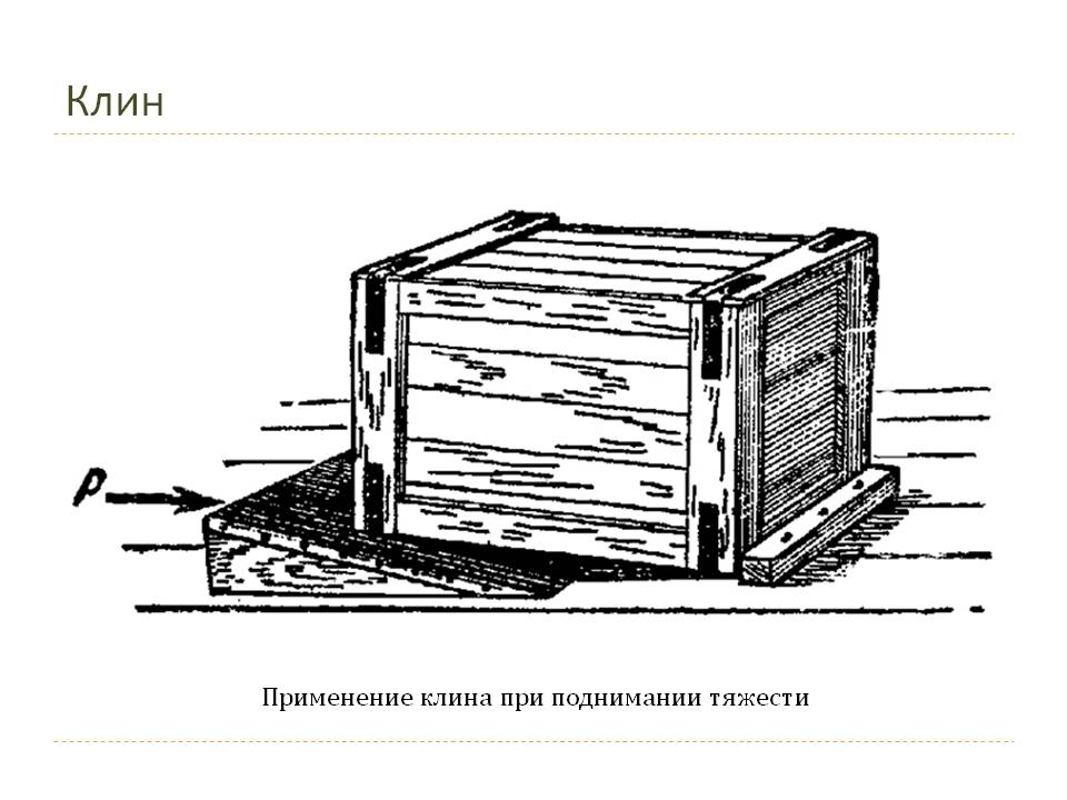 Применение клина при поднимании тяжести