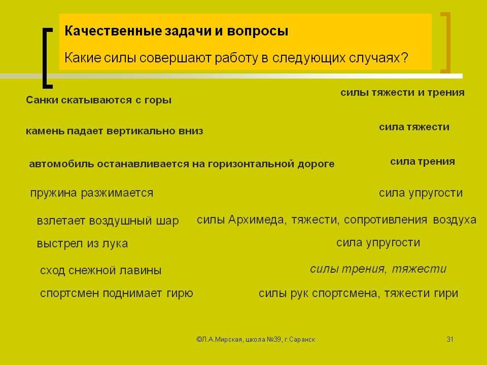 Качественные задачи и вопросы