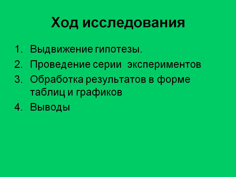 Ход исследования