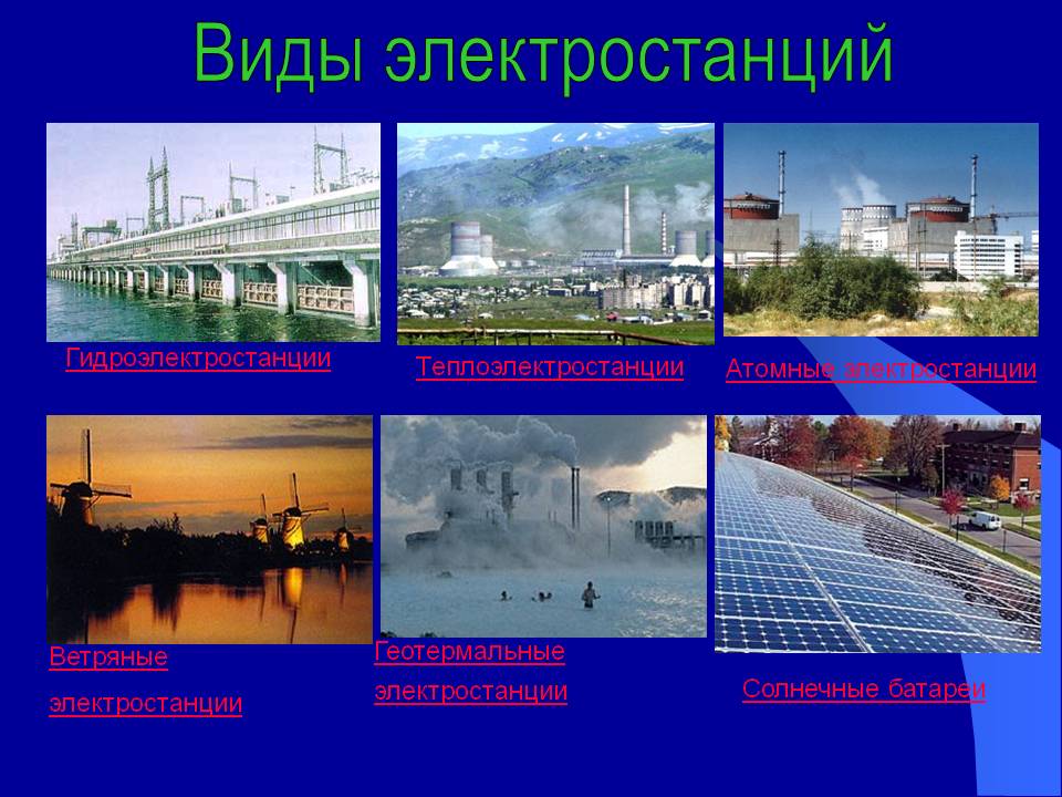 Виды электростанций