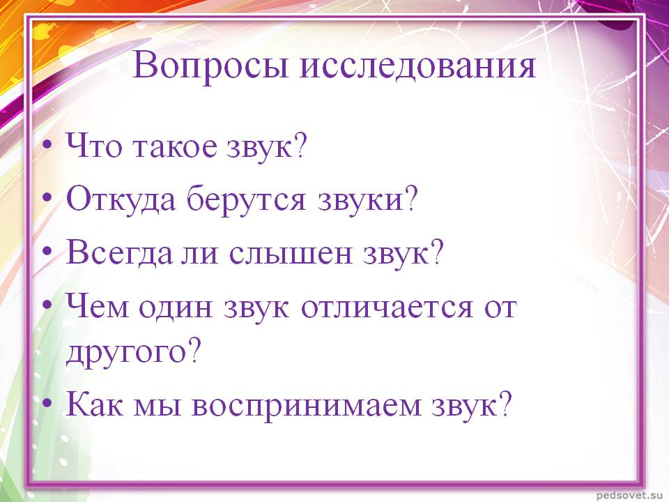 Вопросы исследования