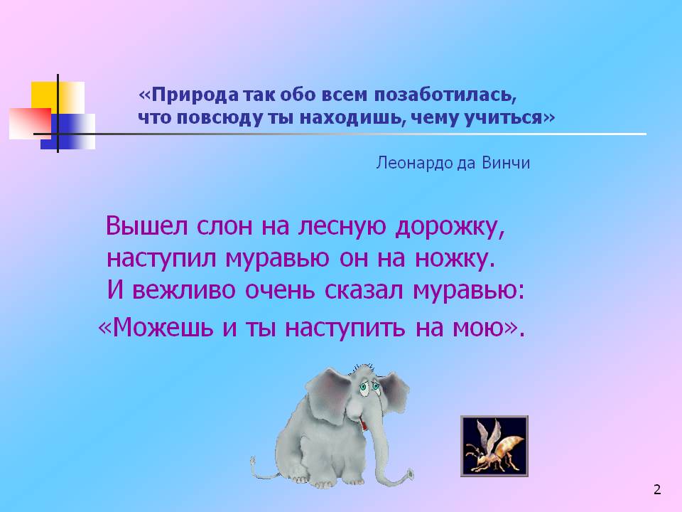 Вышел слон на лесную дорожку, наступил муравью он на ножку